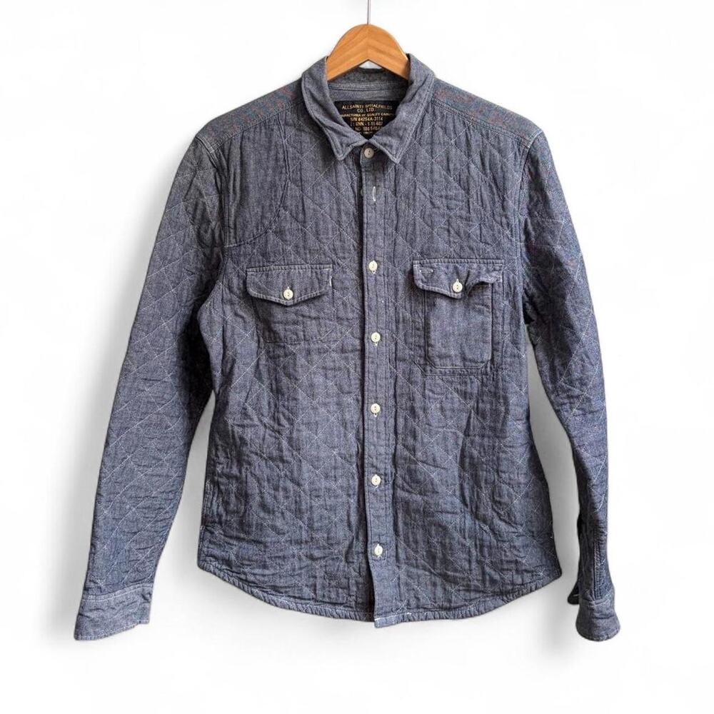 AllSaints Spitalfields Quilted Woven Preppy Mens L Buckley Button Up Shirt